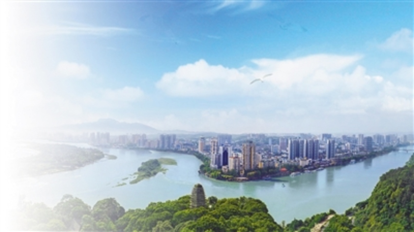 樂山三江匯流。樂山市生態環境局供圖