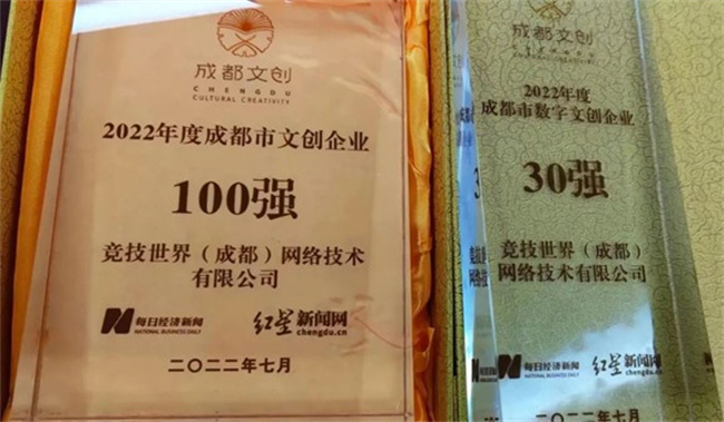 金牛區重點文創企業競技世界（成都）網絡技術有限公司入選2022年度成都市數字文創企業30強、2022年度成都市文創企業100強。主辦方供圖