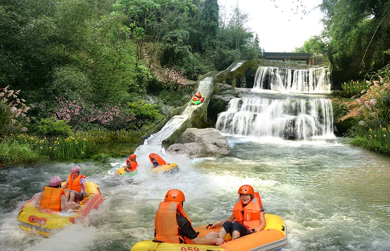 花田酒地景區漂流項目。大渡口鎮供圖