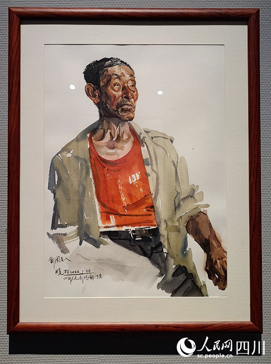 現場展出的繪畫作品。人民網記者 王波攝