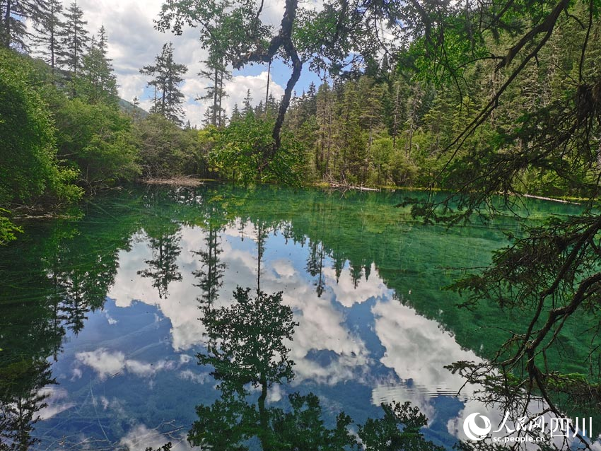藍天白云映水中。人民網 劉海天攝