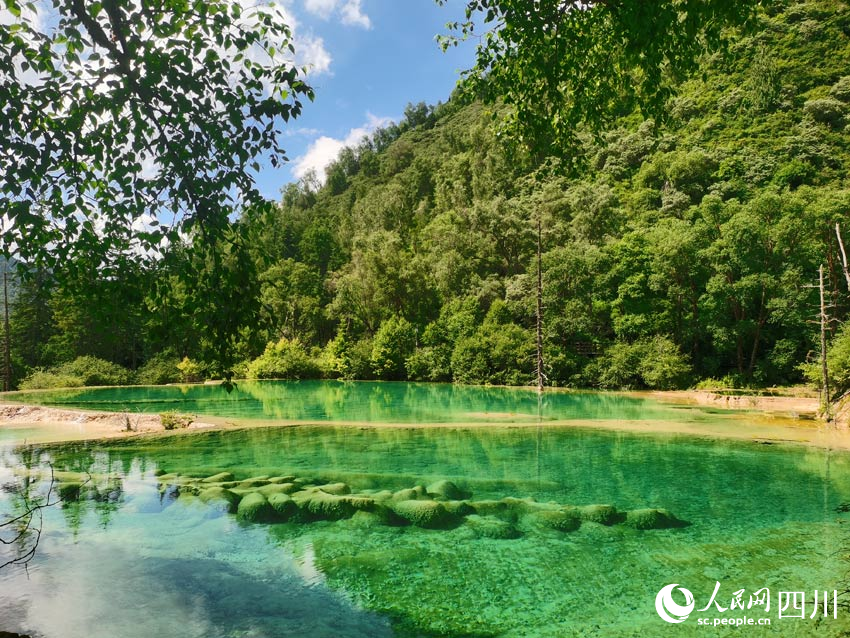 美麗湖水如碧玉。人民網 劉海天攝