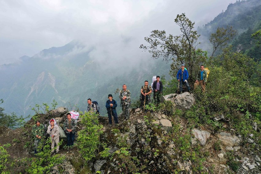 彭州管護總站巡護員在山間巡護。大熊貓國家公園成都管理分局供圖