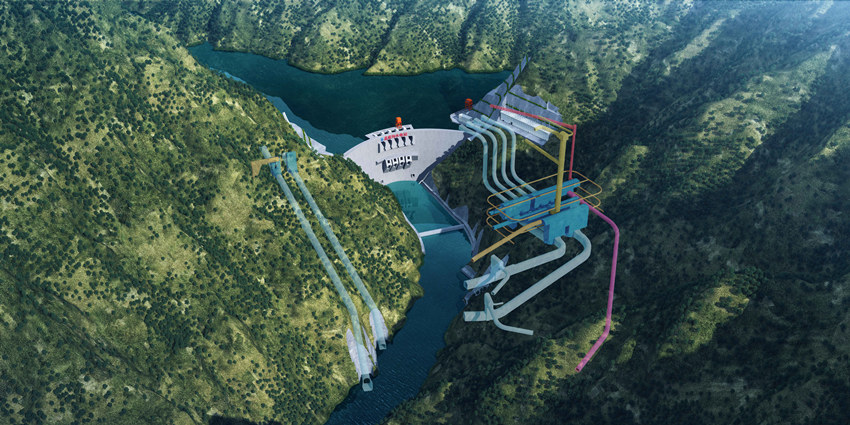 雅礱江孟底溝水電站建成后效果圖。雅礱江公司供圖