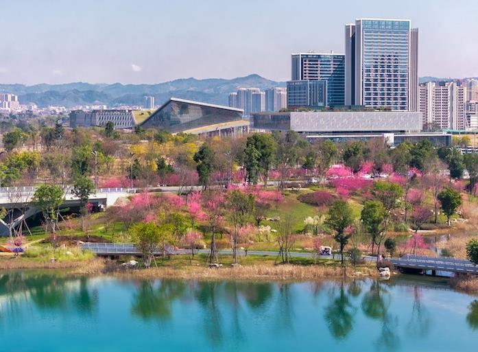 東安湖畔，春色爛漫