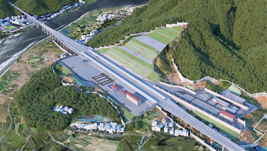 西渝高鐵樊噲站效果圖。中鐵六局康渝項目部供圖