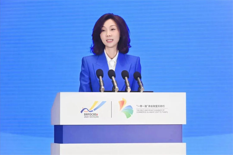 四川天府新區商會會長王麒分享經驗。天府新區融媒體中心供圖