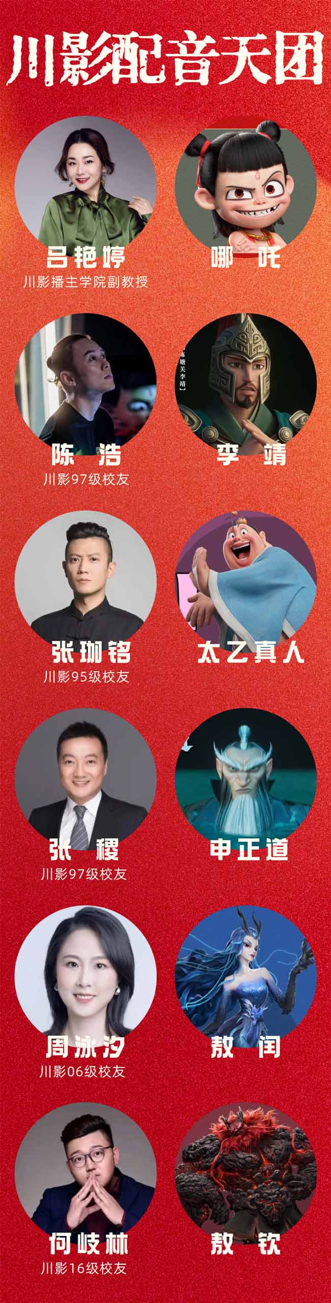 川影為《哪吒2》配音校友。川影供圖