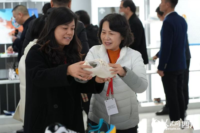 代表們在安岳安鑫體育用品有限公司進行視察。人民網記者 李平攝