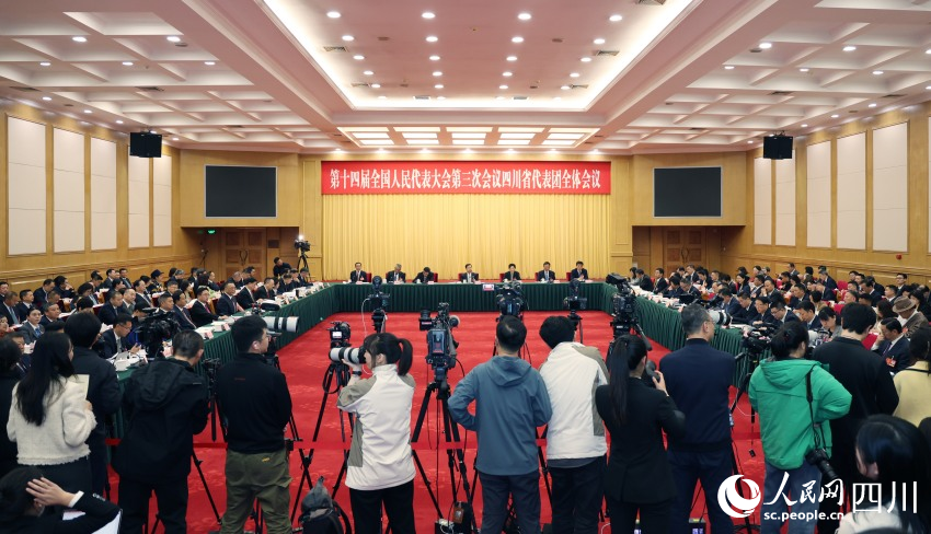 十四屆全國人大三次會議四川代表團舉行開放團組會議。人民網記者 李平攝