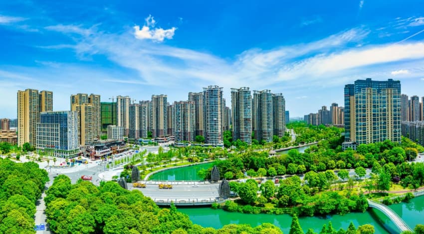 江安公園鳥瞰。溫江區河長辦供圖