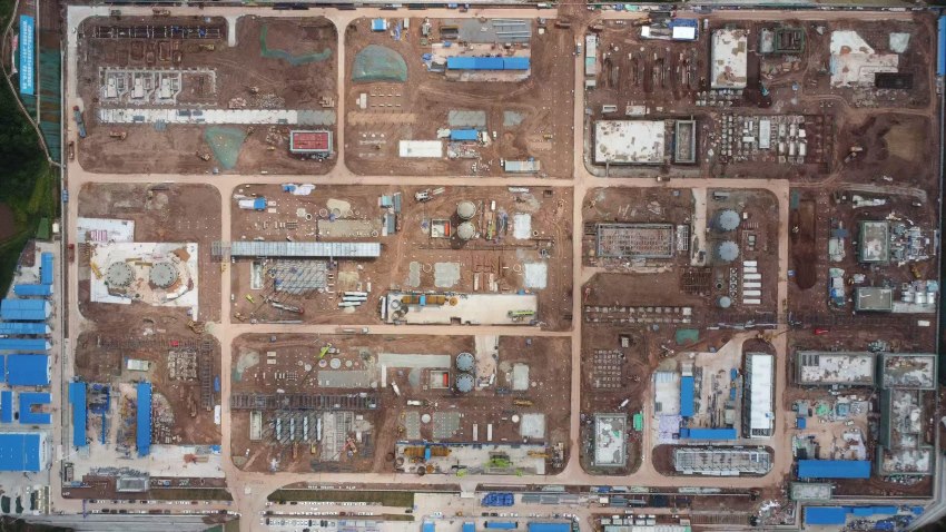 西南油氣田安岳第二凈化廠及外輸系統工程項目建設現場。項目方供圖