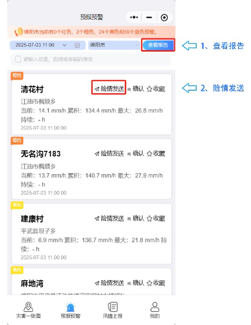 小程序“預報預警”。圖片來自截圖