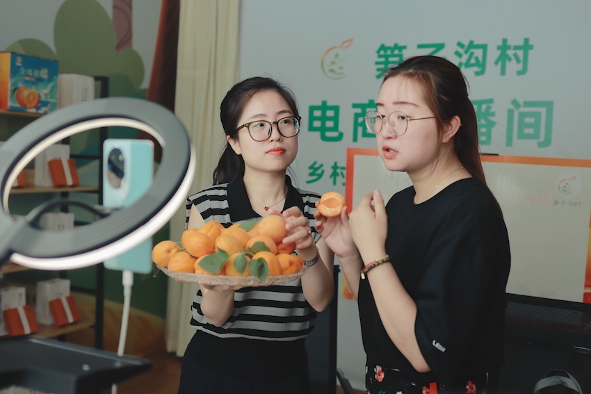 “梨鄉播客”正在進行直播。蒼溪縣人社局